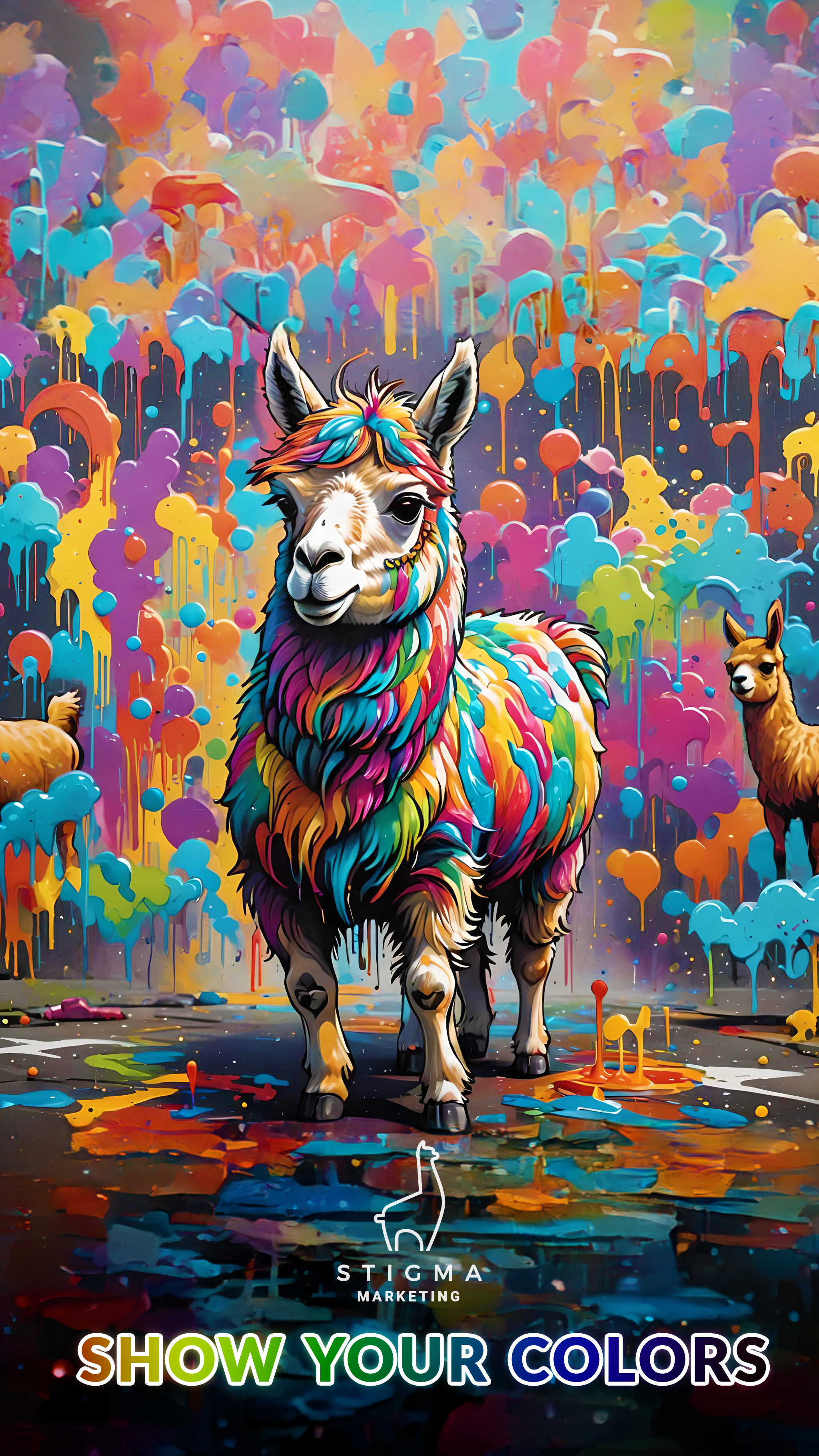 rainbow llama-pride - show your colors - stigma marketing