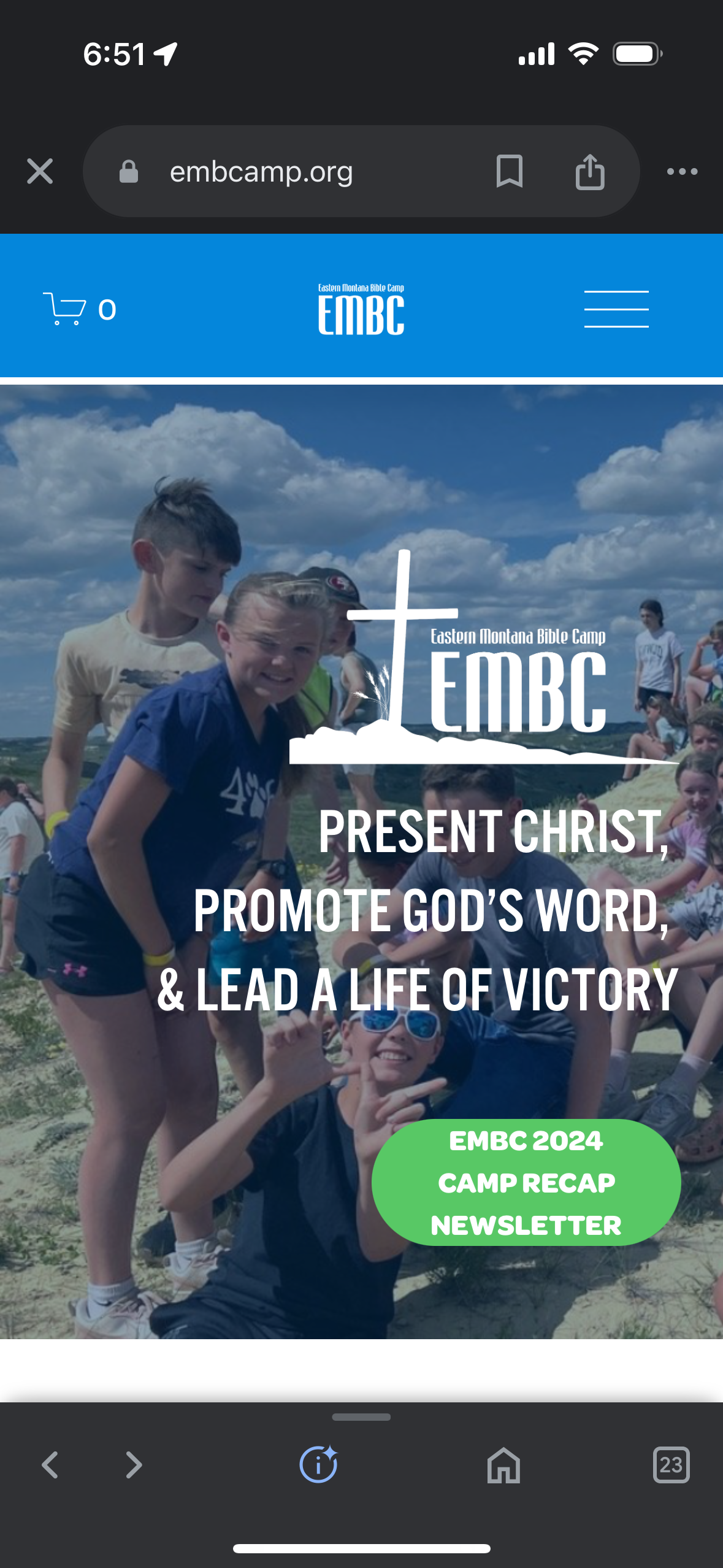 Eastern Montana Bible Camp's SquareSpace Mobile Responsive Web design preview - Stigma Marketing