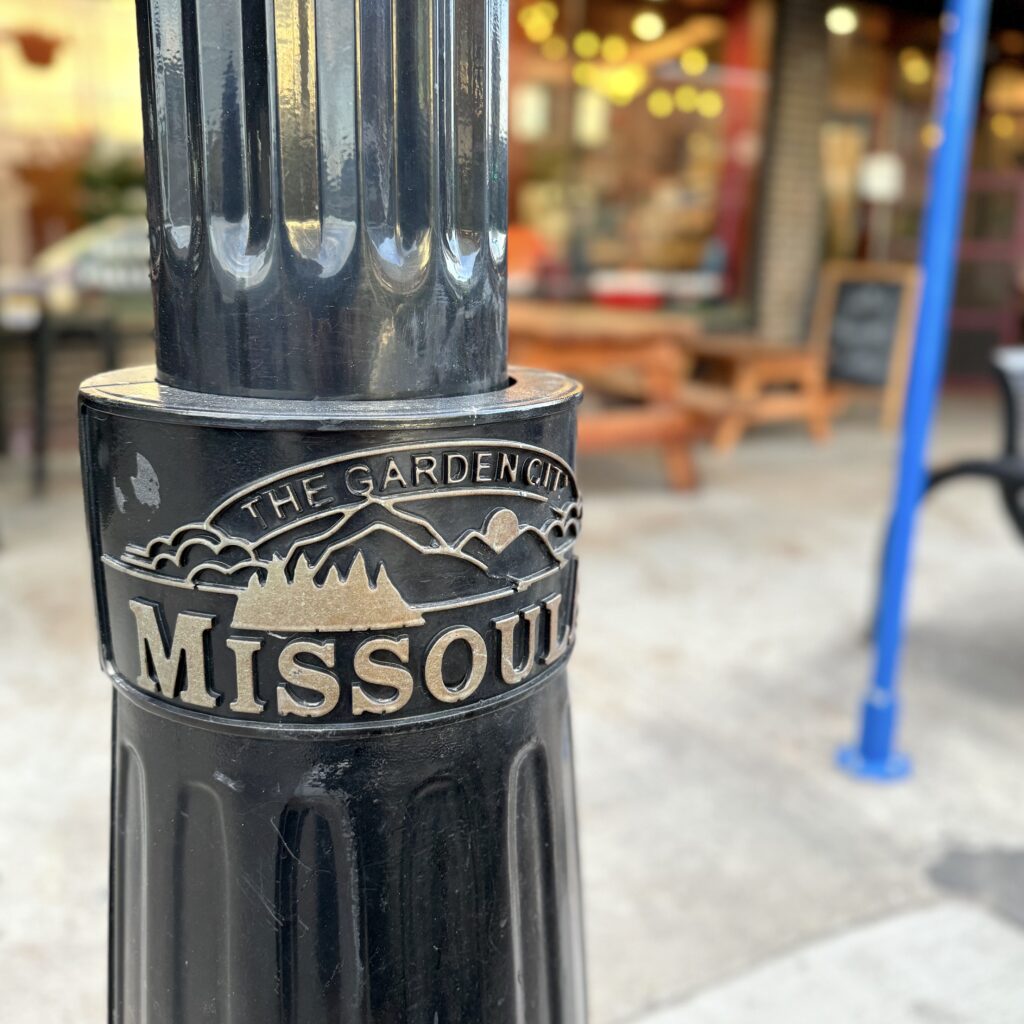 Missoula city light post in downtown