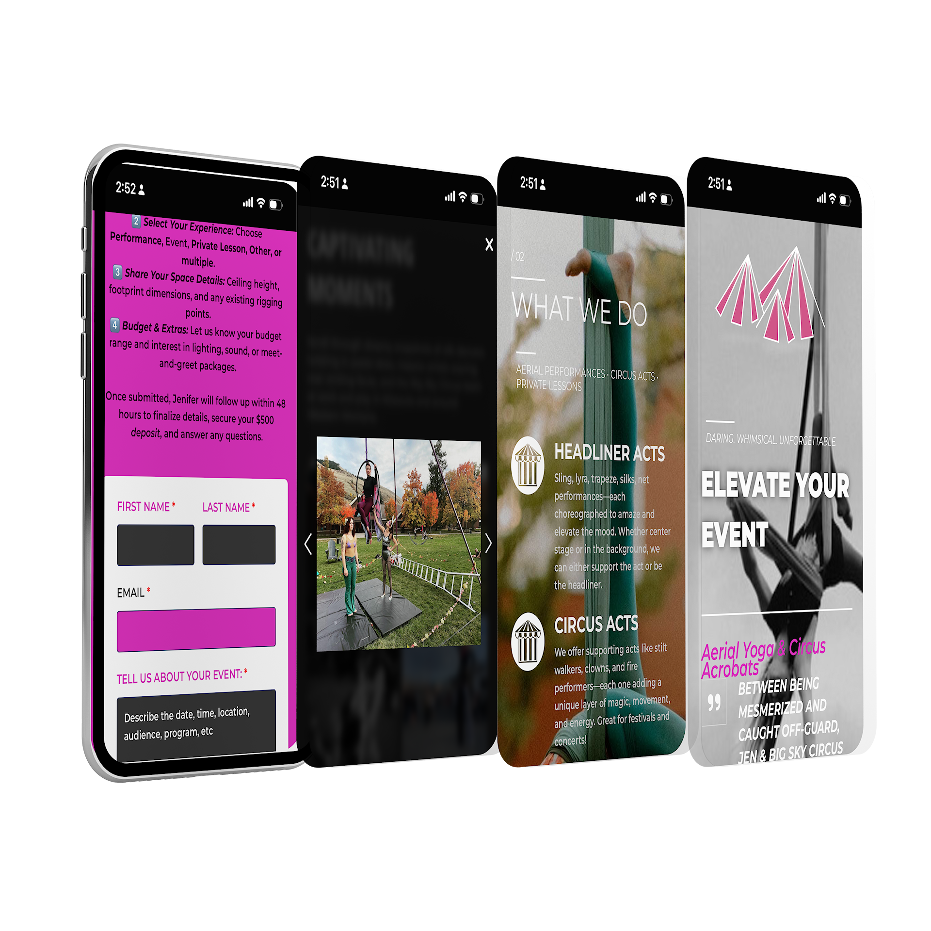 single-page-website_mobile-responsive-mockup Mobile responsive single-page website example of Big Sky Circus in Missoula, MT